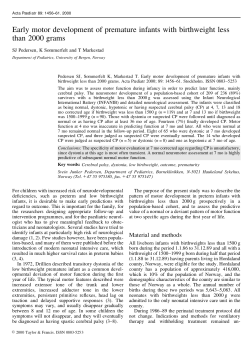 Early motor development of premature infants with