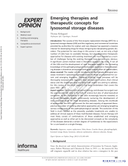 Emerging therapies and therapeutic concepts for lysosomal
