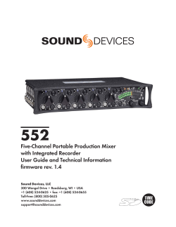 Sound Devices 552 - Imagecraft Productions
