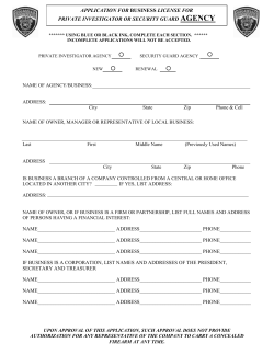 Private Investigator, Security Guard - Business