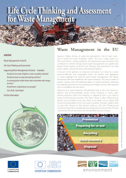 Life Cycle Thinking and Assessment for Waste - EPLCA
