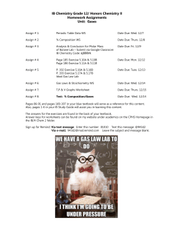 Gases Assignment Sheet