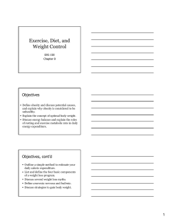 Exercise, Diet, And Weight Control