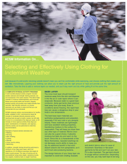 Selecting and Effectively Using Clothing for Inclement Weather
