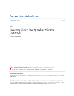 Preaching Terror: Free Speech or Wartime Incitement?