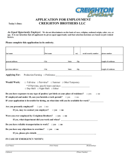 APPLICATION FOR EMPLOYMENT CREIGHTON BROTHERS LLC