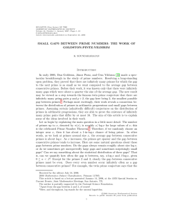 SMALL GAPS BETWEEN PRIME NUMBERS