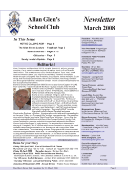 Newsletter - Allan Glen`s School Club