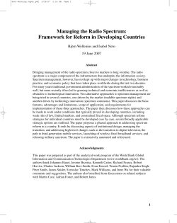 Managing the Radio Spectrum: Framework for