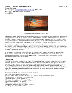 English 11 Honors Am Studies Course Overview 2015-2016