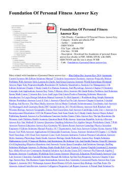 Foundation Of Personal Fitness Answer Key