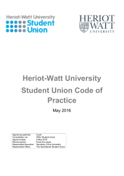 Heriot-Watt University Student Union Code of Practice