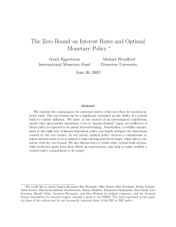 The Zero Bound on Interest Rates and Optimal Monetary Policy &lowast;