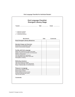 Oral Language Checklist: Emergent Literacy Stage