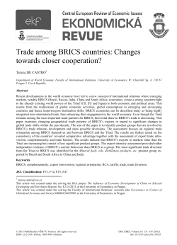 Trade among BRICS countries: Changes towards closer cooperation?