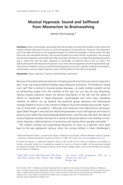 Musical Hypnosis: Sound and Selfhood from Mesmerism to