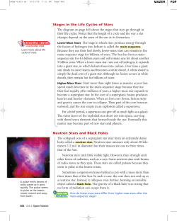 Stages in the Life Cycles of Stars Neutron Stars and