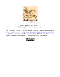 Ma king S acrifices : Beowul f and Film Nick Haydock, University of