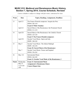 MUSC 012, Medieval and Renaissance Music History, Section 1