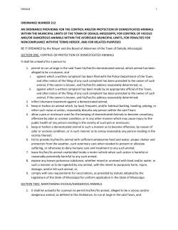 ordinance number 212 an ordinance providing for the control and/or