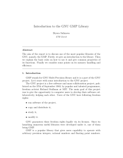 Introduction to the GNU GMP Library
