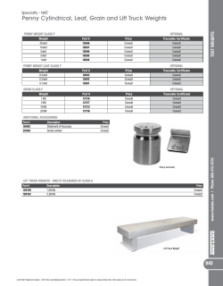 Penny Cylindrical, Leaf, Grain and Lift Truck Weights