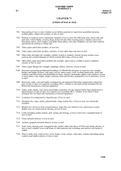 Chapter 73 Notes : Articles of iron or steel