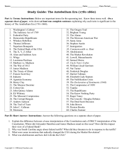 Study Guide: The Antebellum Era (1781-1860)