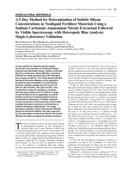 A 5-Day Method for Determination of Soluble Silicon Concentrations