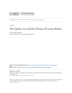 The Quebec Act and the Demise of Greater Britain