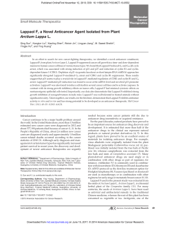 Lappaol F, a Novel Anticancer Agent Isolated from Plant Arctium
