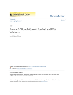 America`s "Hurrah Game": Baseball and Walt Whitman