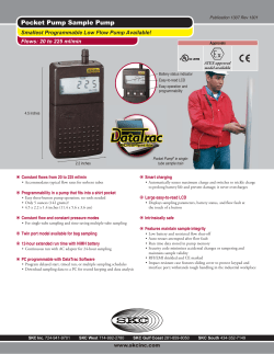 Pocket Pump Sample Pump Cat. No. 210