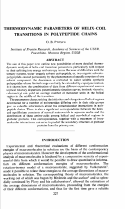 thermodynamic parameters of helix-coil transitions in polypeptide