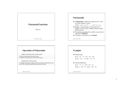 Polynomial Functions
