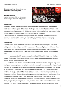 External relations – fundraisers and marketers working