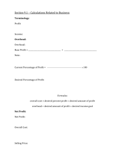 Section 9.1 – Calculations Related to Business