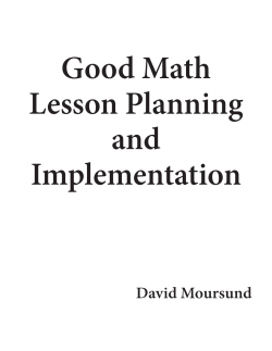 Good Math Lesson Planning and Implementation