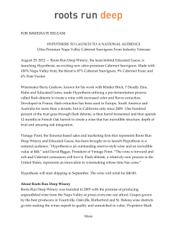 More FOR IMMEDIATE RELEASE HYPOTHESIS TO