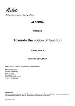 Unit 03: Towards the notion of function