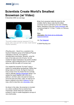 Scientists Create World`s Smallest Snowman (w/ Video)