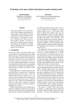 Evaluating vector space models using human semantic priming results