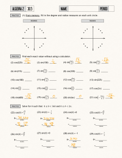(1) From memory, fill in the degree and radian measures on each