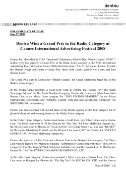 Dentsu Wins a Grand Prix in the Radio Category at