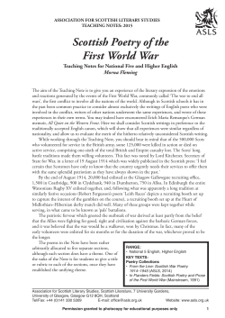 Scottish Poetry of the First World War