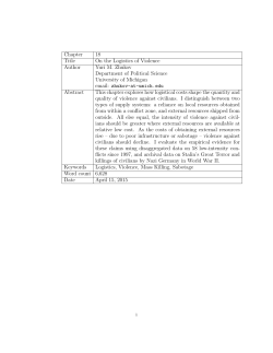 Chapter 18 Title On the Logistics of Violence Author Yuri M. Zhukov