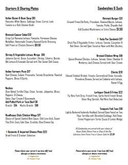 Divas Menu  - The Rimrock Resort Hotel