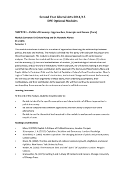 Second Year Liberal Arts 2014/15 DPE Optional Modules