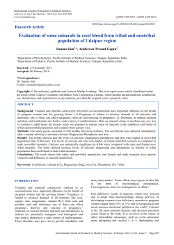 Evaluation of some minerals in cord blood from tribal and nontribal