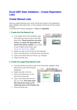 Dependent Drop Down Lists